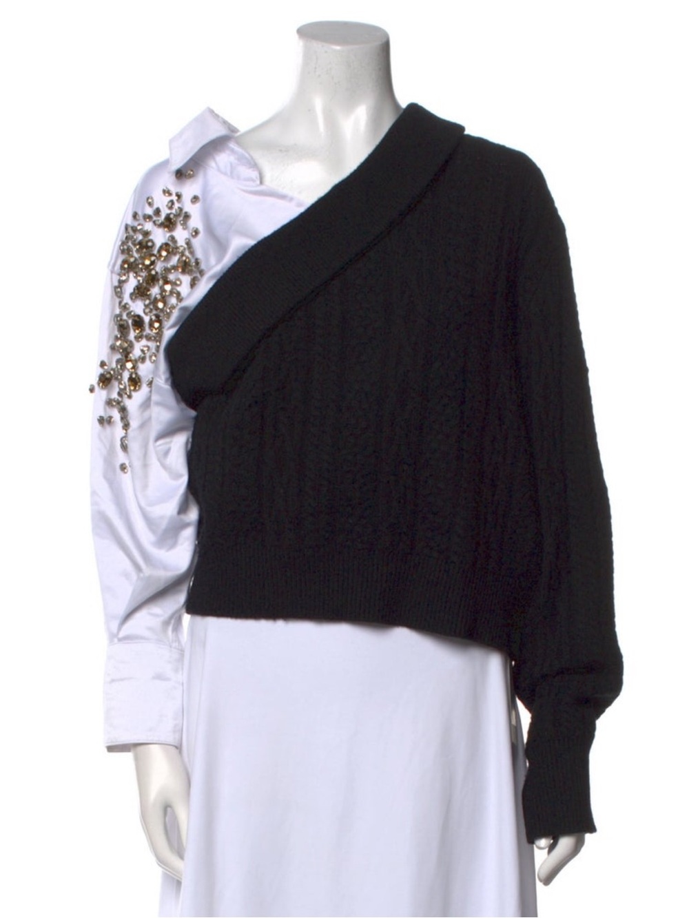Hellsey Asymmetrical One-Shoulder Black Sweater